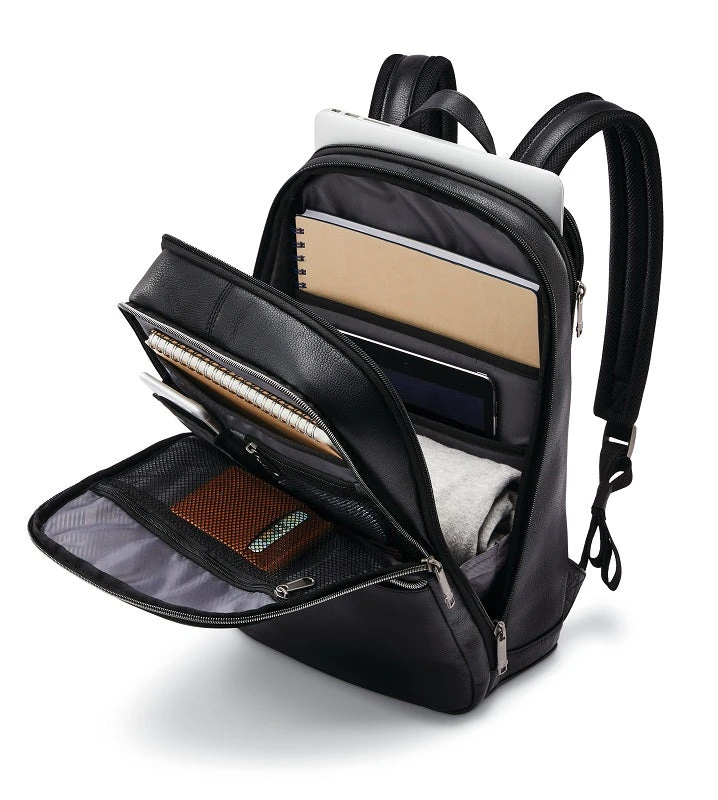 Samsonite - Classic Leather Slim Backpack - Black - Image 5