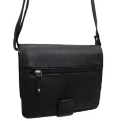 Franco Bonini - Leather Organiser Shoulder Bag - Black