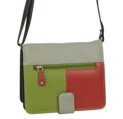 Franco Bonini - Leather Organiser Shoulder Bag - Orange/Multi