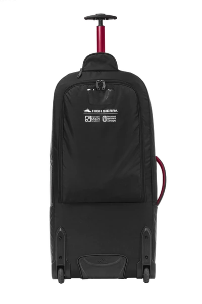High Sierra - Composite V4 84cm Large RFID Wheeled Duffle With Backpack Straps - Black/Red - Image 7