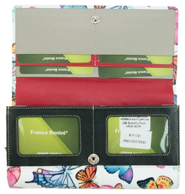 Franco Bonini - 4206 Classic Flap Over Ladies Leather Wallet - Butterfly - Image 2