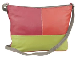 Franco Bonini - Ladies 3 Section Leather Shoulder Bag - Orange/Multi