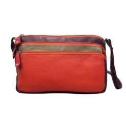 Franco Bonini - 12-221 Leather Shoulder Bag - Orange/Multi
