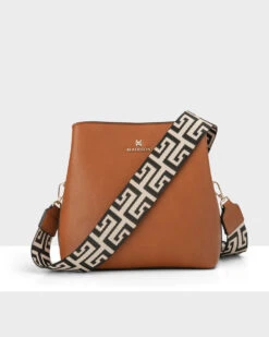 Madison Joanie 3 Compartment Crossbody Bucket Bag + Graphic Bag Strap