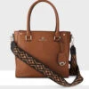 Madison Angie Medium 3 Compartment Satchel Bag + Aztec Bag Strap