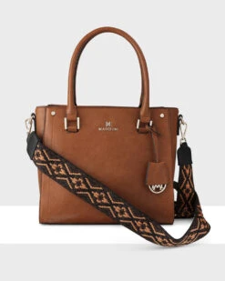 Madison Angie Medium 3 Compartment Satchel Bag + Aztec Bag Strap