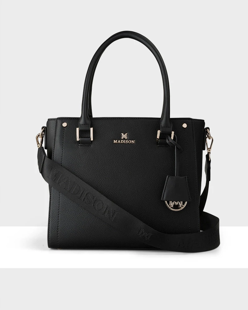 Madison Angie Medium 3 Compartment Satchel Bag + Monogram Bag Strap