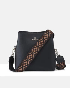 Madison Joanie 3 Compartment Crossbody Bucket Bag + Aztec Bag Strap