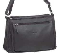 Milleni - Leather 2section Cross Body Bag - Black