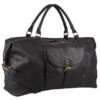 Pierre Cardin - Rustic Leather Overnight Bag With Front Flap Pocket PC3134 - Black