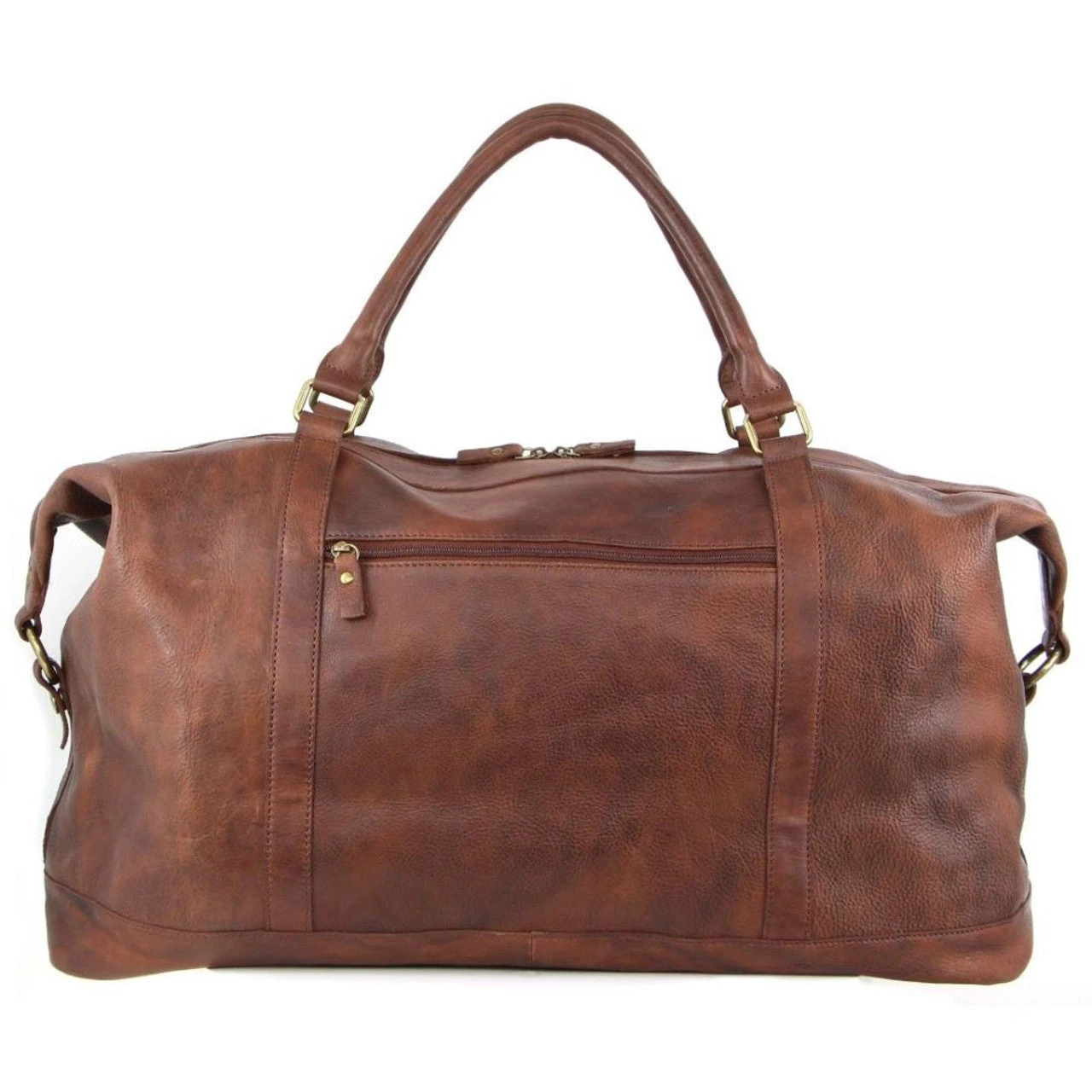 Pierre Cardin Rustic Leather Overnight Bag With Front Flap Pocket PC3134 Chesnut - Image 3