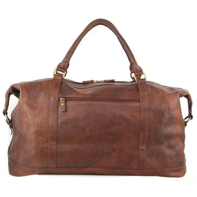 Pierre Cardin - Rustic Leather Overnight Bag With Front Flap Pocket PC3134 - Chocolate - Image 3