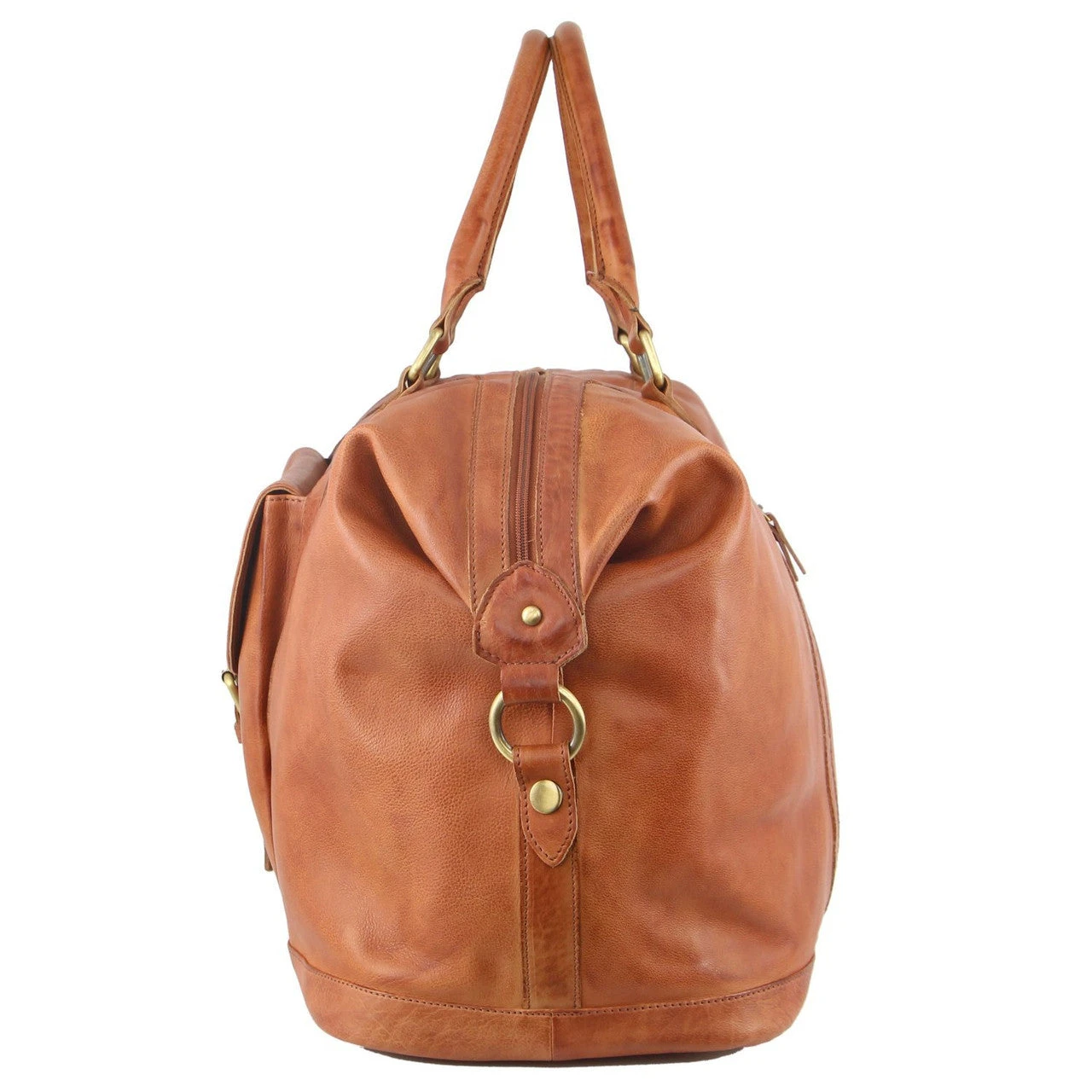 Pierre Cardin - Rustic Leather Overnight Bag With Front Flap Pocket PC3134 - Cognac - Image 2