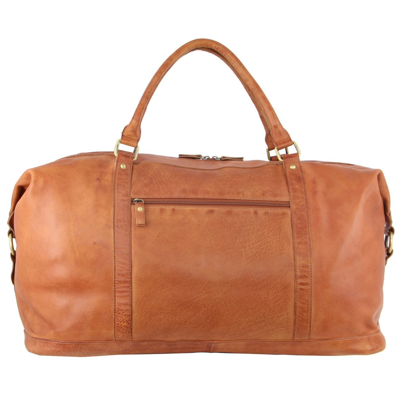 Pierre Cardin - Rustic Leather Overnight Bag With Front Flap Pocket PC3134 - Cognac - Image 3