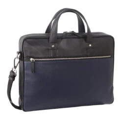 Pierre Cardin - Pebbled Leather With Perforated Design Computer Bag PC3300 - Black