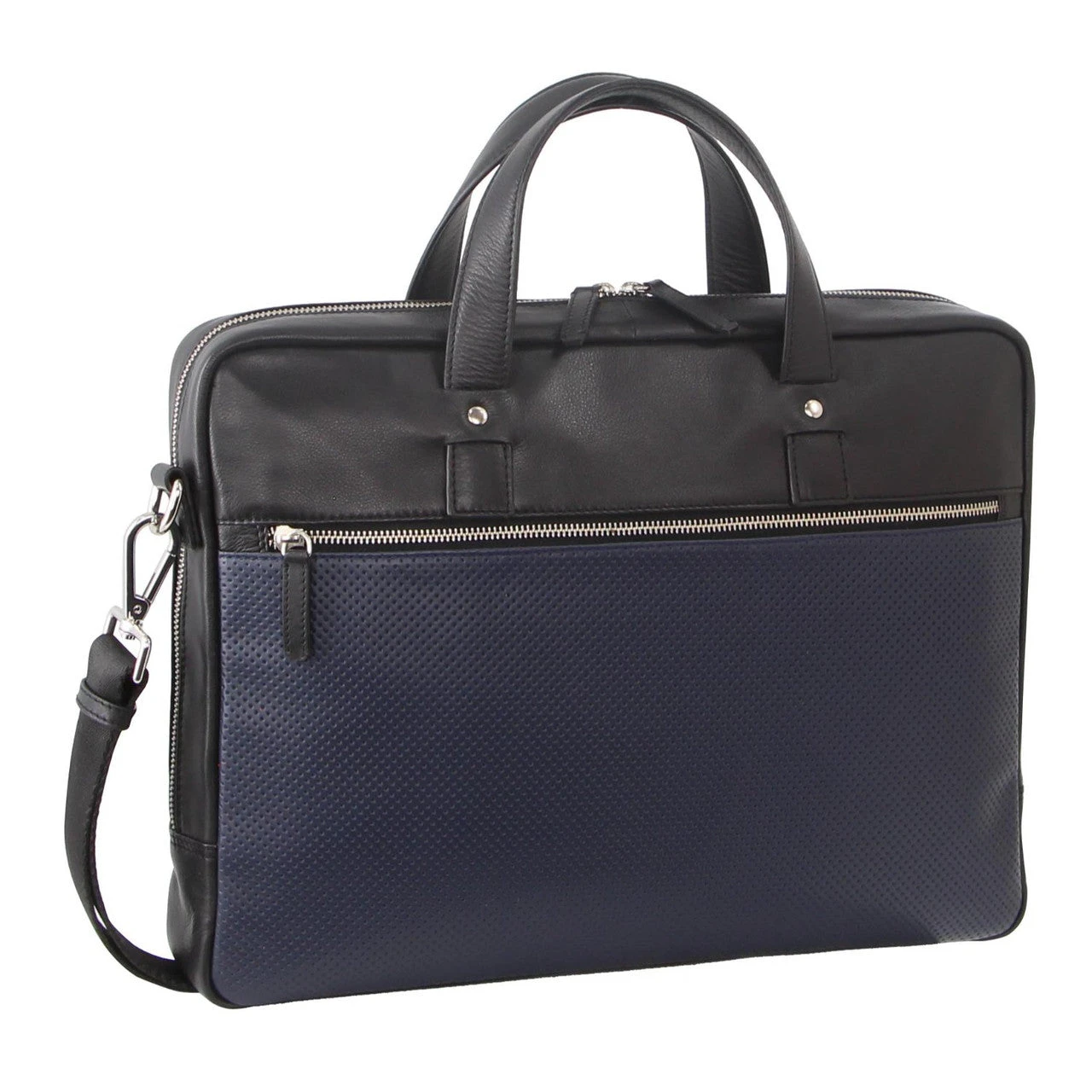 Pierre Cardin - Pebbled Leather With Perforated Design Computer Bag PC3300 - Black
