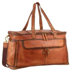Pierre Cardin - PC3342 Leather Wide Opening Overnight Bag - Cognac