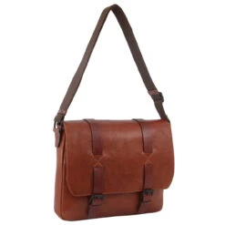 Pierre Cardin Crumple Leather Flap Over Computer Bag Satchel PC3378 COG *DC