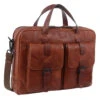 Pierre Cardin PC3391 Cognac Leather Briefcase 2 Front Pockets *DC