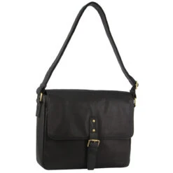 Pierre Cardin Mens Leather Business Satchel With Flap Closure PC3500 Black