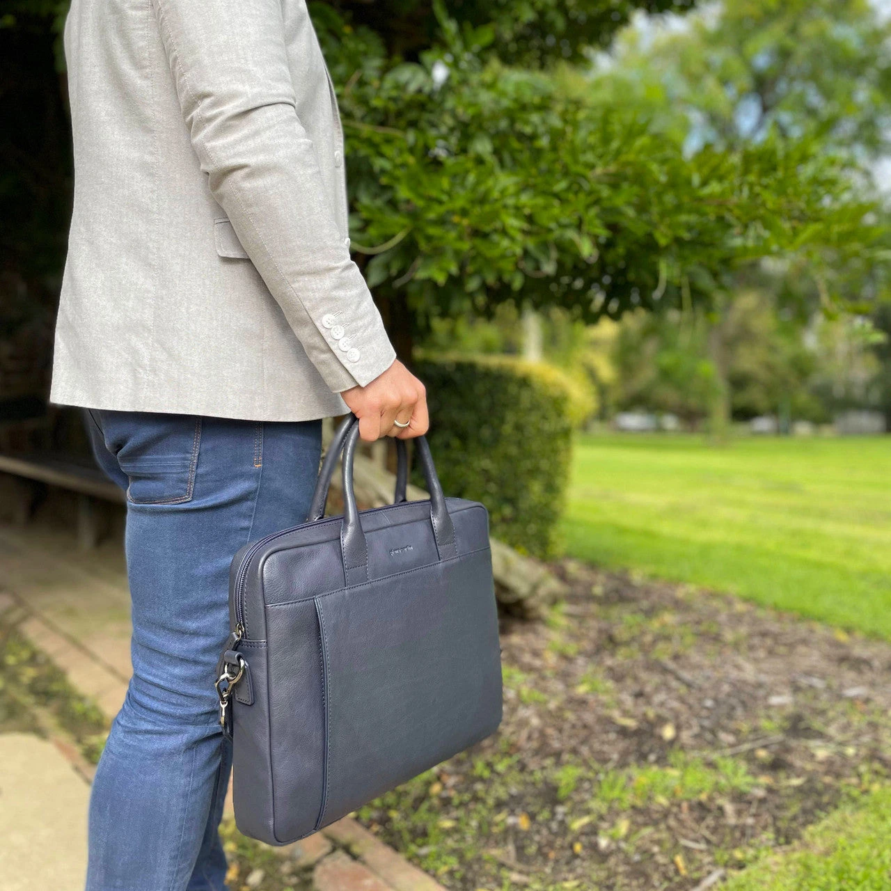 Pierre Cardin Mens Leather Business Computer Bag With Multiple Compartments PC3504 Navy *DC - Image 2