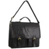 Pierre Cardin Mens Rustic Leather Business Bag With Flip-Cover PC3523 Black