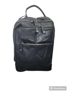 Oran - OB-749 Mike Large 3section Leather Laptop Backpack - Black