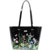 Serenade - Alina SN44-0817 Floral Leather Handbag - Black