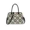 Serenade - SN51-0343 Valentina Grip Handle Leather Bag - Black/White