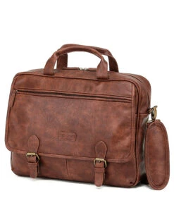 Tosca - VG003 Vegan Leather Briefcase - Brown